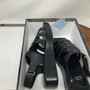 Jeffrey Campbell Womens Black Leather Adjustable Platform Strappy Sandals Sz 7.5